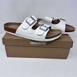 Cushionaire Lane White Leather Sandals - Size 10M - Gently Used, with Box